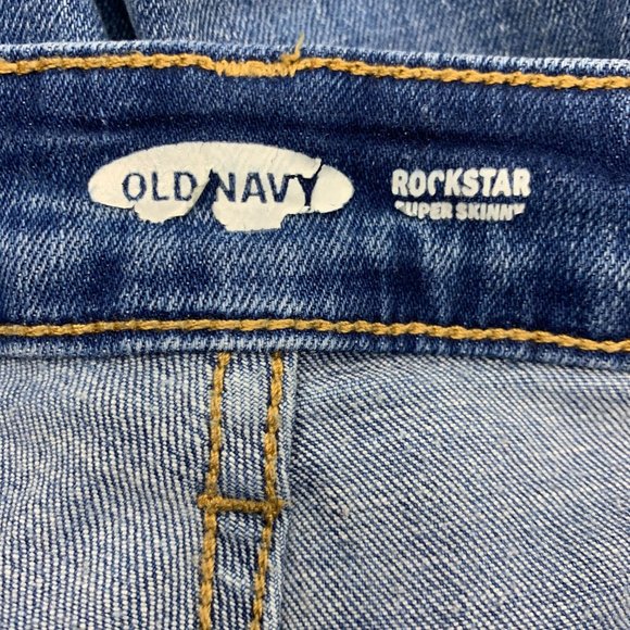 Old Navy Rockstar Jeans 10 32" X 29" Super Skinny Stripe Medium Mid Rise - Picture 6 of 6